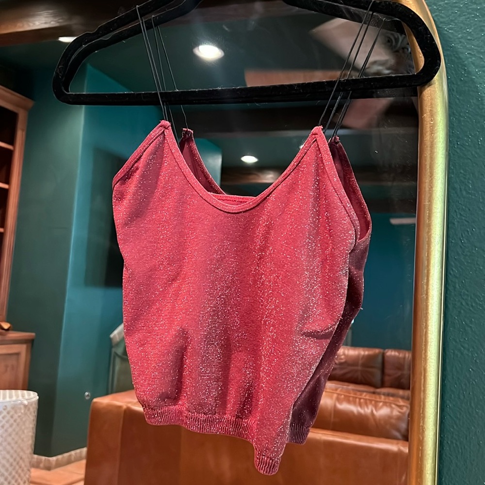 Free People Red Sparkly Tank Top
